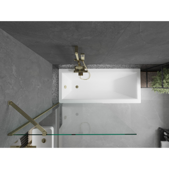 Mexen Cubik vaňa 150x70cm panel + zástena 90 cm, transparent, zlatá 550315070X9509000050