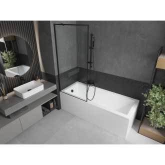 Mexen Cubik obdĺžniková vaňa 150 x 70 cm s plášťom a 1 krídlovou zástenou 80 cm, čierny vzor - 550315070X9508007070