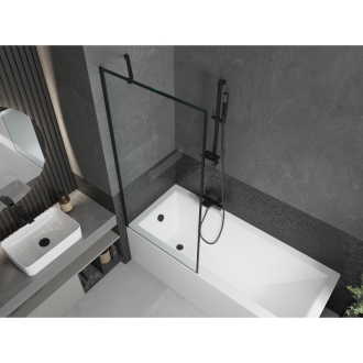 Mexen Cubik obdĺžniková vaňa 150 x 70 cm s plášťom a 1 krídlovou zástenou 80 cm, čierny vzor - 550315070X9508007070