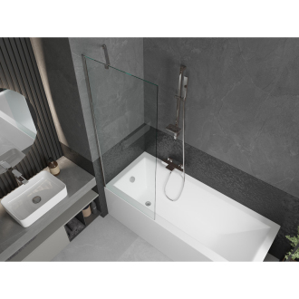 Mexen Cubik obdĺžniková vaňa 160 x 70 cm s plášťom a jednokrídlovou zástenou 70 cm, transparentná, chróm - 550316070X9507000001