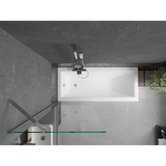 Mexen Cubik obdĺžniková vaňa 160 x 70 cm s plášťom a jednokrídlovou zástenou 70 cm, transparentná, chróm - 550316070X9507000001