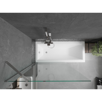 Mexen Cubik obdĺžniková vaňa 160 x 70 cm s plášťom a 1-krídlovou zástenou 100 cm, transparentná, chróm - 550316070X9510000001