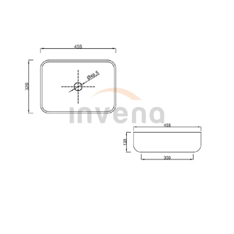 Invena WESTA CE-24-001-W Umývadlo na dosku 45 cm