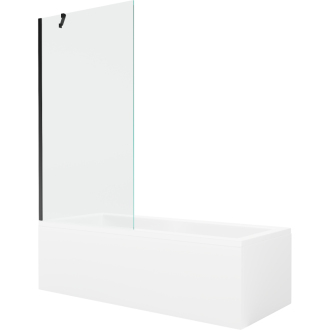 Mexen Cubik vaňa 160x70cm panel + zástena 90 cm, priehľadná, čierna 550316070X9509000070