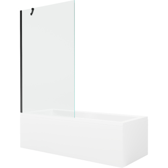Mexen Cubik obdĺžniková vaňa 160 x 70 cm s plášťom a 1 krídlovou zástenou 100 cm, priehľadná, čierna - 550316070X9510000070