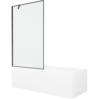 Mexen Cubik obdĺžniková vaňa 160 x 70 cm s plášťom a 1 krídlovou zástenou 100 cm, čierny vzor - 550316070X9510007070