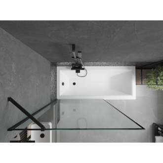 Mexen Cubik obdĺžniková vaňa 160 x 70 cm s plášťom a 1 krídlovou zástenou 100 cm, čierny vzor - 550316070X9510007070