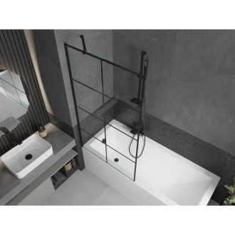 Mexen Cubik obdĺžniková vaňa 160 x 70 cm s plášťom a jednokrídlovou zástenou 90 cm, čierny vzor - 550316070X9509007077