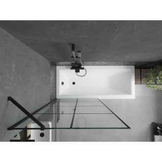 Mexen Cubik obdĺžniková vaňa 160 x 70 cm s plášťom a jednokrídlovou zástenou 90 cm, čierny vzor - 550316070X9509007077