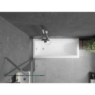 Mexen Cubik obdĺžniková vaňa 170 x 70 cm s plášťom a jednokrídlovou zástenou 50 cm, transparentná, chróm - 550317070X9505000001