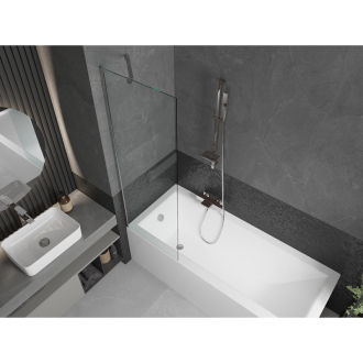 Mexen Cubik obdĺžniková vaňa 170 x 70 cm s plášťom a 1 krídlovou zástenou 60 cm, transparentná, chróm - 550317070X9506000001