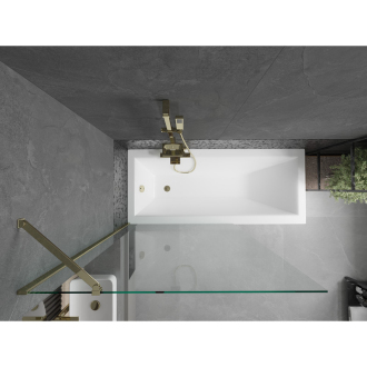 Mexen Cubik obdĺžniková vaňa 170 x 70 cm s plášťom a 1-krídlovou zástenou 100 cm, priehľadná, zlatá - 550317070X9510000050