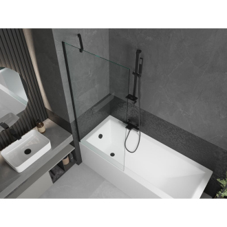 Mexen Cubik obdĺžniková vaňa 170 x 70 cm s plášťom a 1 krídlovou zástenou 80 cm, priehľadná, čierna - 550317070X9508000070