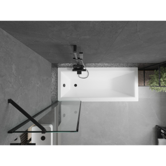 Mexen Cubik obdĺžniková vaňa 170 x 70 cm s plášťom a 1 krídlovou zástenou 50 cm, čierny vzor - 550317070X9505007070