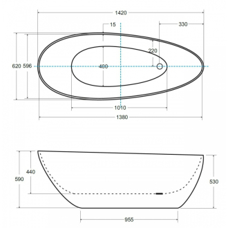 GOYA 1600x700 mm, biela farba VANSAL16W vaňa voľne stojaca z liateho mramoru