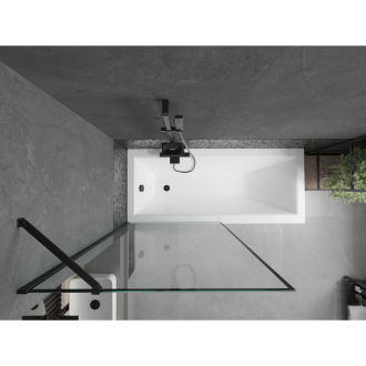 Mexen Cubik obdĺžniková vaňa 170 x 70 cm s plášťom a jednokrídlovou zástenou 90 cm, čierny vzor - 550317070X9509007070