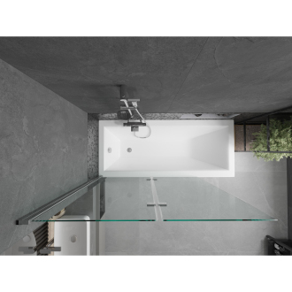 Mexen Cubik obdĺžniková vaňa 150 x 70 cm s plášťom a 2-listovou zástenou 120 cm, transparentná, chróm - 550315070X9212020100