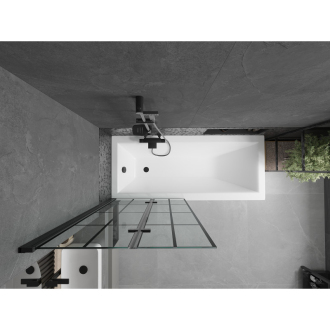 Mexen Cubik obdĺžniková vaňa 150 x 70 cm s plášťom a 2 krídlovou zástenou 80 cm, čierny vzor - 550315070X9208027077
