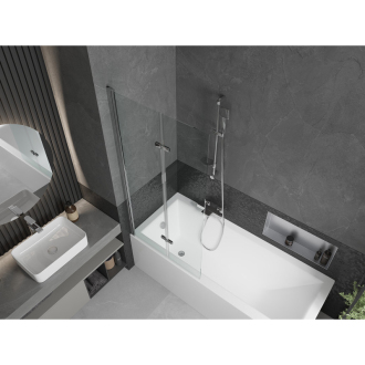 Mexen Cubik obdĺžniková vaňa 160 x 70 cm s plášťom a 2 krídlovou zástenou 80 cm, transparentná, chróm - 550316070X9208020100