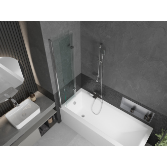 Mexen Cubik obdĺžniková vaňa 160 x 70 cm s plášťom a 2 krídlovou zástenou 80 cm, transparentná, chróm - 550316070X9208020100