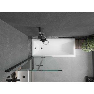 Mexen Cubik obdĺžniková vaňa 160 x 70 cm s plášťom a 2 krídlovou zástenou 80 cm, priehľadná, čierna - 550316070X9208027000