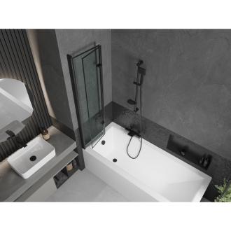 Mexen Cubik obdĺžniková vaňa 160 x 70 cm s plášťom a 2 krídlovou zástenou 80 cm, čierny vzor - 550316070X9208027070