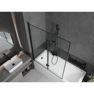 Mexen Cubik obdĺžniková vaňa 160 x 70 cm s plášťom a 2 krídlovou zástenou 120 cm, čierny vzor - 550316070X9212027070