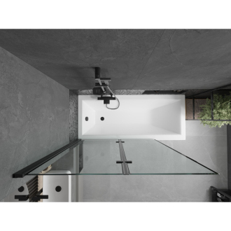 Mexen Cubik obdĺžniková vaňa 160 x 70 cm s plášťom a 2 krídlovou zástenou 120 cm, čierny vzor - 550316070X9212027070