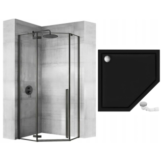 Sprchovací kút REA DIAMOND 90x90 - matná čierna