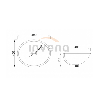 Invena PANDORA CE-26-001-W Umývadlo pod dosku 49 cm