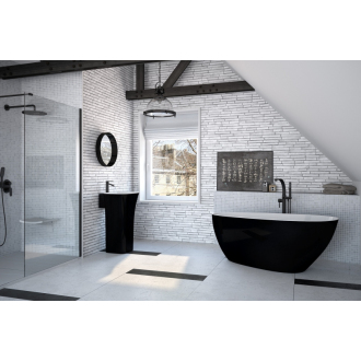 GOYA 1420x620 mm, čierna/biela farba VANSAL14BW vaňa voľne stojaca z liateho mramoru