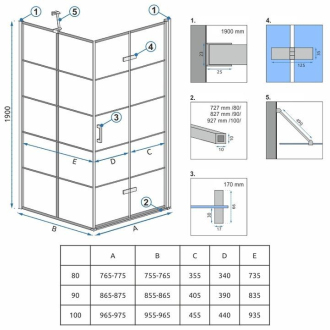 Sprchovací kút REA MOLIER 90x90 - čierny
