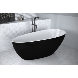 GOYA 1420x620 mm, čierna/biela farba VANSAL14BW vaňa voľne stojaca z liateho mramoru