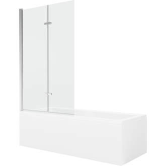 Mexen Cubik obdĺžniková vaňa 170 x 70 cm s plášťom a 2-listovou zástenou 100 cm, transparentná, chróm - 550317070X9210020100