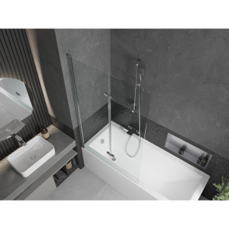 Mexen Cubik obdĺžniková vaňa 170 x 70 cm s plášťom a 2-listovou zástenou 100 cm, transparentná, chróm - 550317070X9210020100