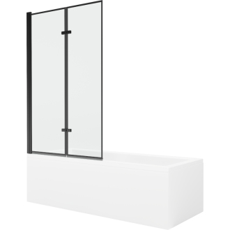 Mexen Cubik obdĺžniková vaňa 170 x 70 cm s plášťom a 2 krídlovou zástenou 100 cm, čierny vzor - 550317070X9210027070