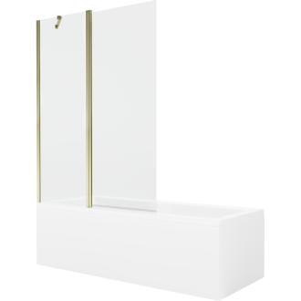 Mexen Cubik obdĺžniková vaňa 150 x 70 cm s plášťom a 1-listou zástenou 120 cm, transparentná, zlatá - 550315070X9412115000