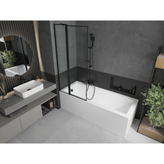 Mexen Cubik obdĺžniková vaňa 160 x 70 cm s plášťom a 1 krídlovou zástenou 80 cm, čierny vzor - 550316070X9408117070