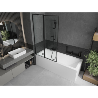 Mexen Cubik obdĺžniková vaňa 160 x 70 cm s plášťom a 1 krídlovou zástenou 100 cm, čierny vzor - 550316070X9410117070