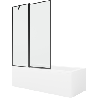 Mexen Cubik obdĺžniková vaňa 160 x 70 cm s plášťom a 1-krídlovou zástenou 120 cm, čierny vzor - 550316070X9412117070