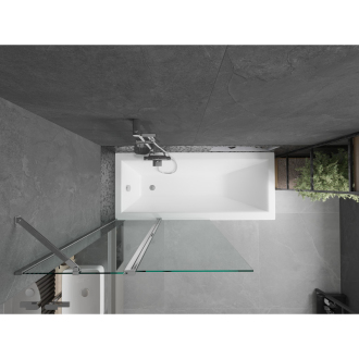 Mexen Cubik obdĺžniková vaňa 170 x 70 cm s plášťom a 1-krídlovou zástenou 100 cm, transparentná, chróm - 550317070X9410110100