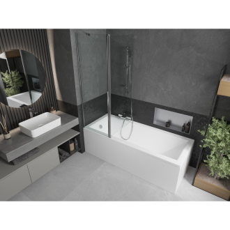 Mexen Cubik obdĺžniková vaňa 170 x 70 cm s plášťom a 1 krídlovou zástenou 120 cm, transparentná, chróm - 550317070X9412110100