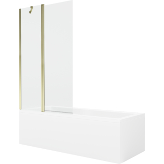 Mexen Cubik obdĺžniková vaňa 170 x 70 cm s plášťom a 1-listou zástenou 100 cm, transparentná, zlatá - 550317070X9410115000