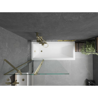 Mexen Cubik obdĺžniková vaňa 170 x 70 cm s plášťom a 1-listou zástenou 100 cm, transparentná, zlatá - 550317070X9410115000