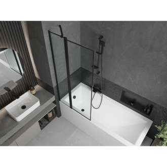 Mexen Cubik obdĺžniková vaňa 170 x 70 cm s plášťom a 1 krídlovou zástenou 80 cm, čierny vzor - 550317070X9408117070