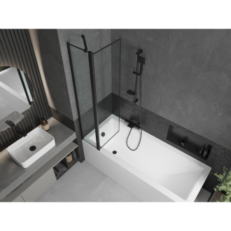Mexen Cubik obdĺžniková vaňa 170 x 70 cm s plášťom a 1 krídlovou zástenou 80 cm, čierny vzor - 550317070X9408117070