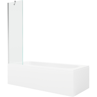 Mexen Vega obdĺžniková vaňa 150 x 70 cm s plášťom a 1 krídlovou zástenou 50 cm, transparentná, chróm - 550115070X9505000001