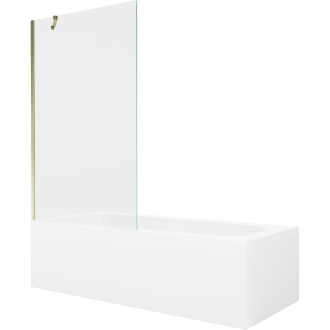Mexen Vega obdĺžniková vaňa 150 x 70 cm s plášťom a 1-krídlovou zástenou 100 cm, transparentná, zlatá - 550115070X9510000050