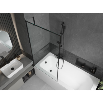 Mexen Vega obdĺžniková vaňa 150 x 70 cm s plášťom a jednokrídlovou zástenou 90 cm, čierny vzor - 550115070X9509007070