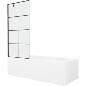 Mexen Vega obdĺžniková vaňa 150 x 70 cm s plášťom a 1 krídlovou zástenou 80 cm, čierny vzor - 550115070X9508007077